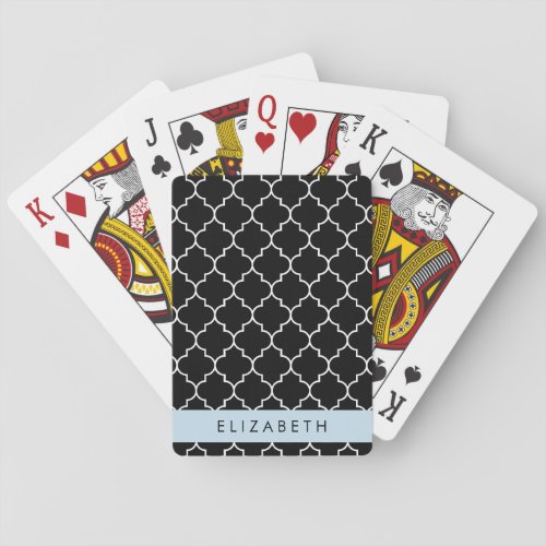 Black And White Latticework Trellis Your Name Poker Cards