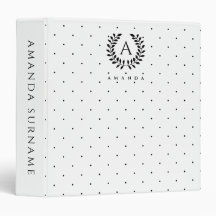 Black And White Laurel Monogram Polka Dot Pattern