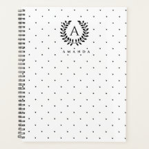 Black And White Laurel Monogram Polka Dot Pattern