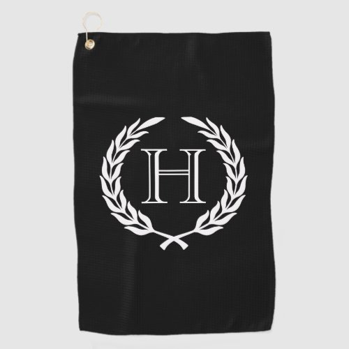 Black and White Laurel Wreath Golf Towel