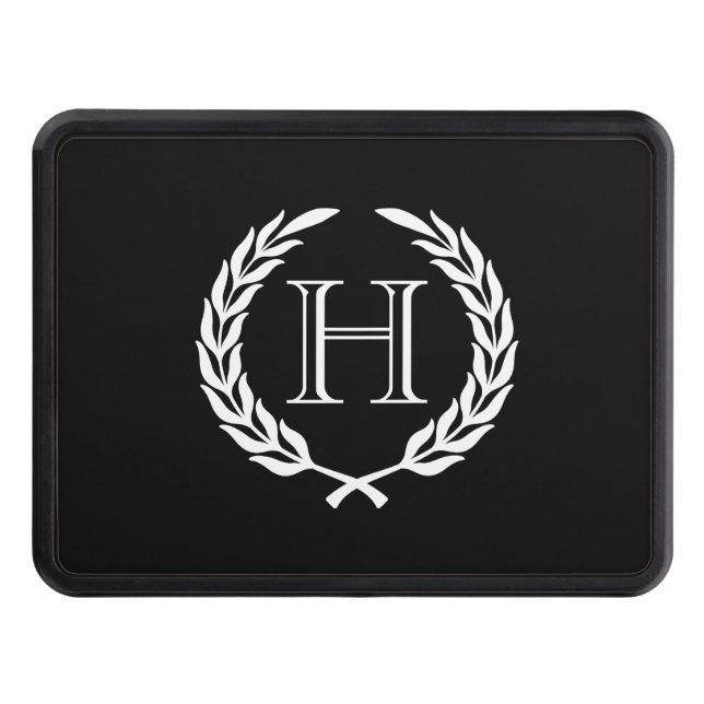 Black and White Laurel Wreath Hitch Cover (Front)
