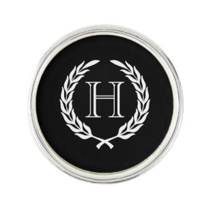 Black and White Laurel Wreath Lapel Pin