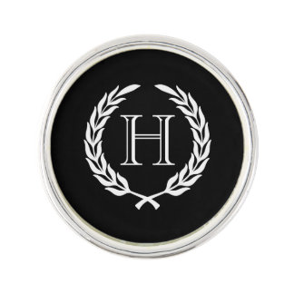 Black and White Laurel Wreath Lapel Pin