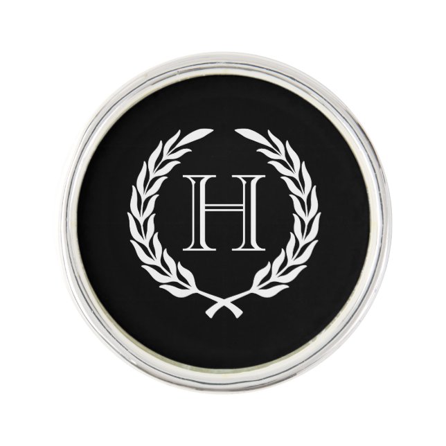 Black and White Laurel Wreath Lapel Pin (Front)