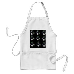 Black And White Lawn Bowls Pattern, Adult Apron
