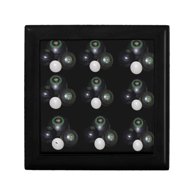 Black And White Lawn Bowls Pattern, Keepsake Box (Front)