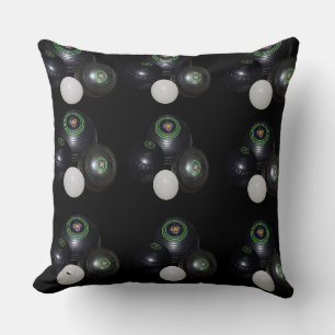 Black And White Lawn Bowls Pattern. Throw Pillow
