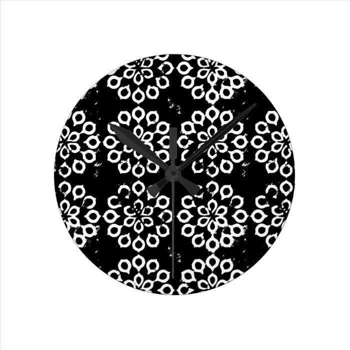 Black and White Leaf Flower Petal Pattern Clocks