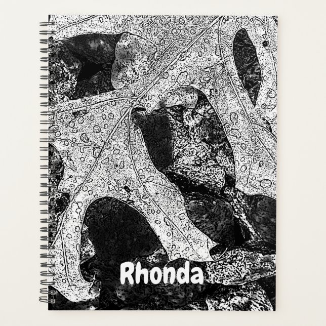 Black and White Leaf Nature Planner (Front)