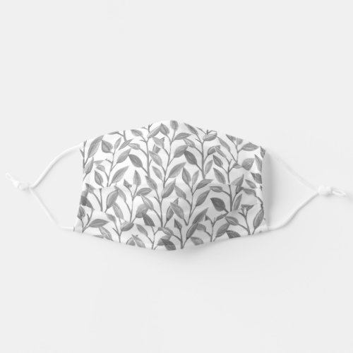 Black and white leaves pattern face mask