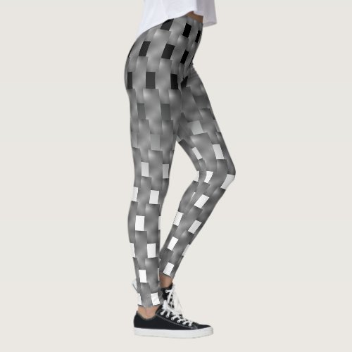 Black and white legging and gray plates on top leggings