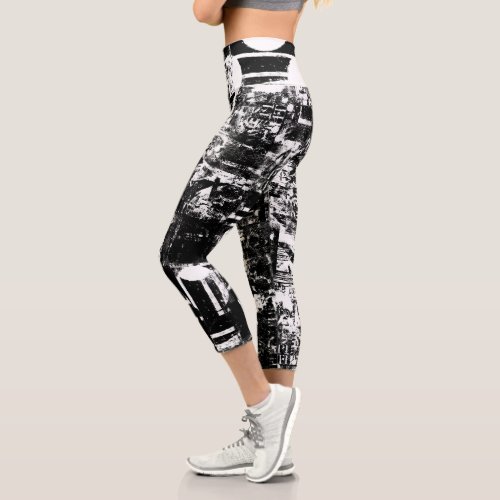 Black And White Leggings with Printed Graffiti Art