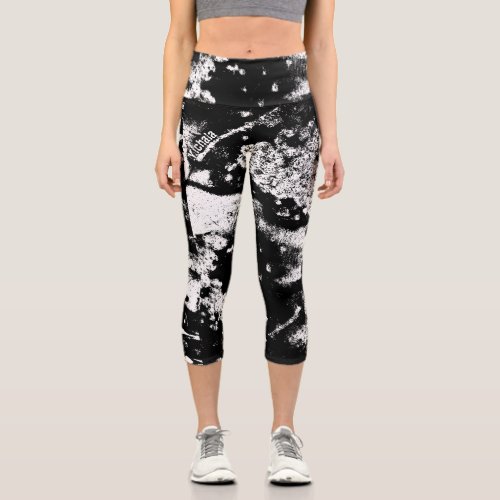 Black And White Leggings with Printed Graffiti Art