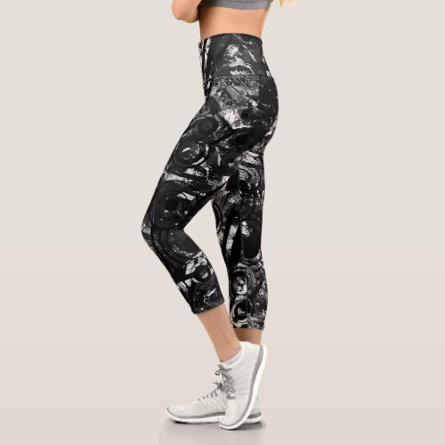 Black And White Leggings with Printed Graffiti Art