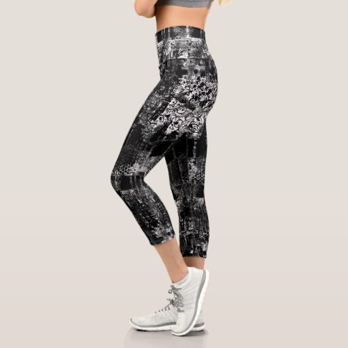 Black And White Leggings with Printed Graffiti Art