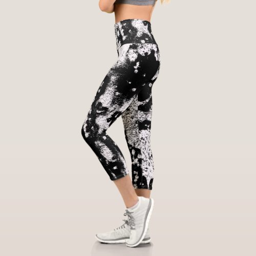 Black And White Leggings with Printed Graffiti Art