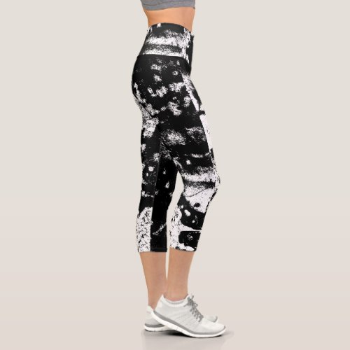 Black And White Leggings with Printed Graffiti Art