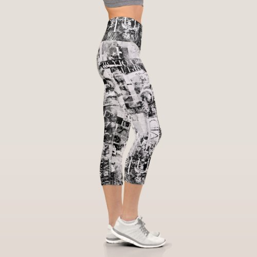 Black And White Leggings with Printed Graffiti Art