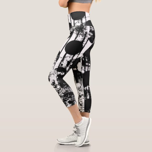 Black And White Leggings with Printed Graffiti Art