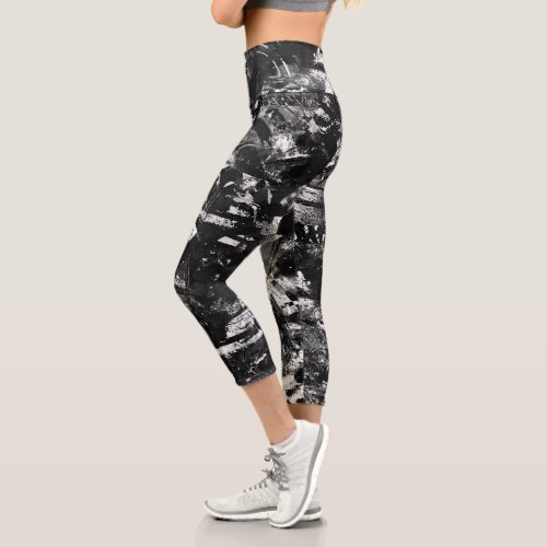 Black And White Leggings with Printed Graffiti Art