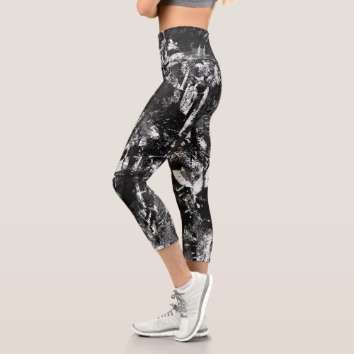 Black And White Leggings with Printed Graffiti Art