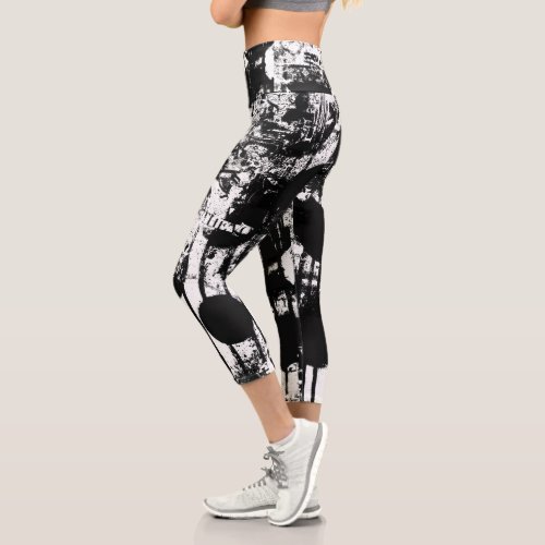 Black And White Leggings with Printed Graffiti Art