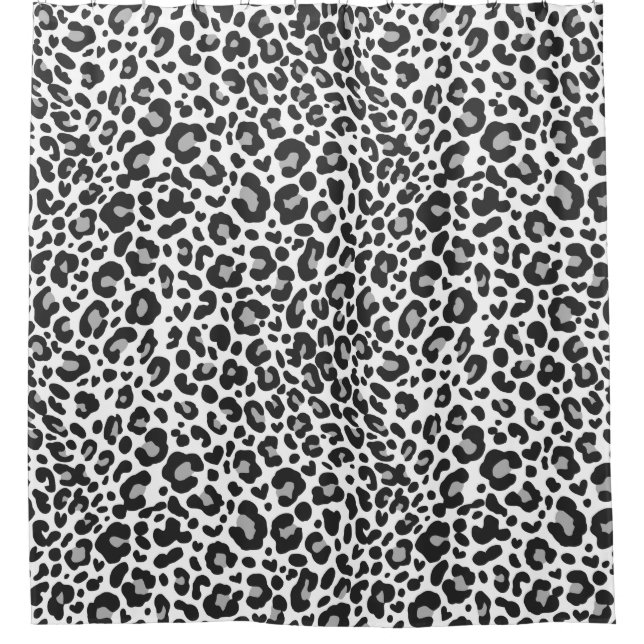 Black And White Leopard Animal Pattern Shower Curtain (Front)