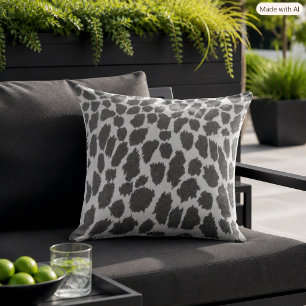 Black and White Leopard Animal Print Outdoor Pillow