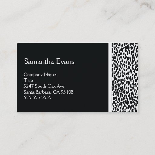 Customizable Black and White Leopard Business Card