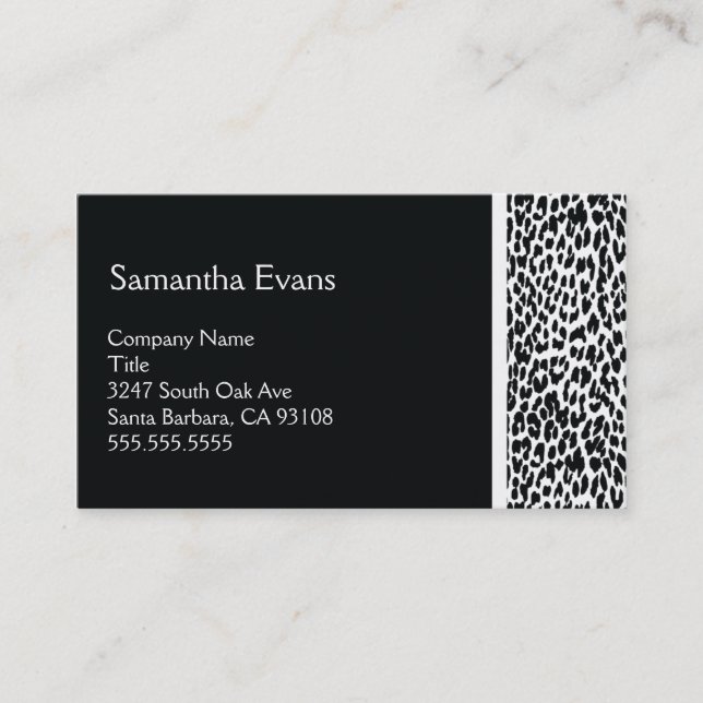 Black and White Leopard Business Card (Front)