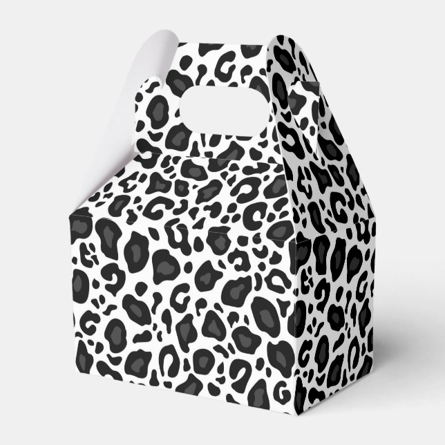 Black and white leopard cheetah pattern favor boxes (Front Side)