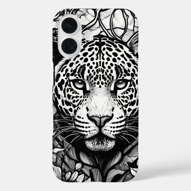 Black and white leopard Chic Monochrome Animal Case-Mate iPhone Case (Back)
