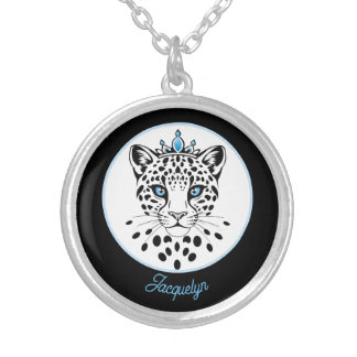 Black and White Leopard Crown Necklace Personalize