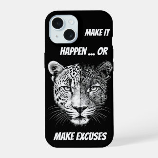 Black and white Leopard face iPhone 15 Case