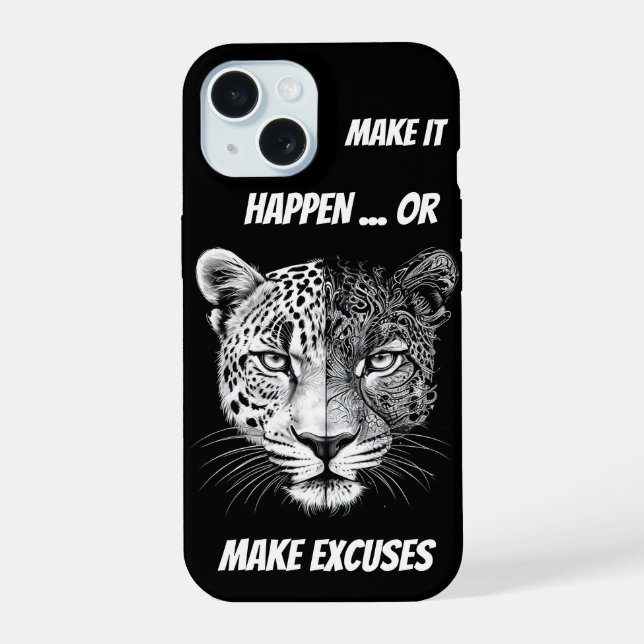 Black and white Leopard face Iphone Case (Back)