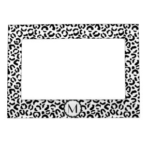 Black and White Leopard Monogram Magnetic Frame
