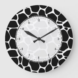 Black And White Leopard Pattern Large Clock