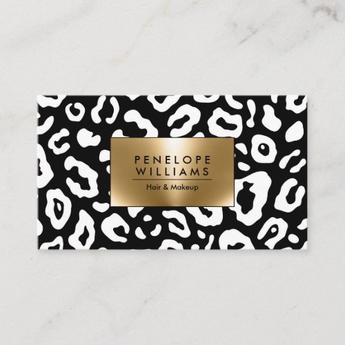 Black and White Leopard Print Business Card