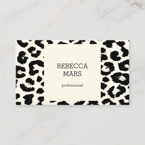 Black and white leopard print business card