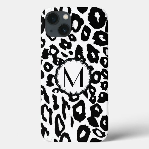 Black and White Leopard Print iPhone 13 Case