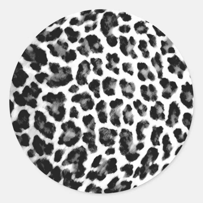black and white leopard print classic round sticker zazzle com