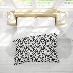Black and White Leopard Print Duvet Cover