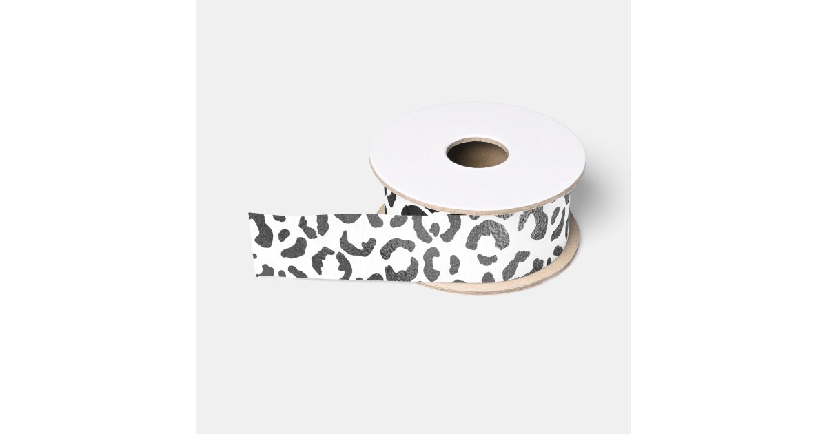 Black and White Leopard Print Grosgrain Ribbon | Zazzle