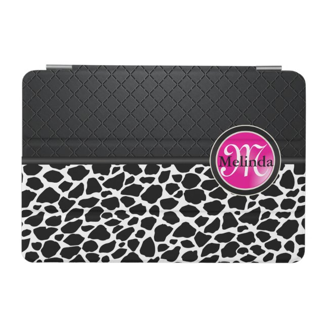 Black and White Leopard Print | Hot Pink iPad Mini Cover (Horizontal)