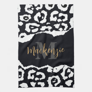 Black and White Leopard Print Kitchen Towel