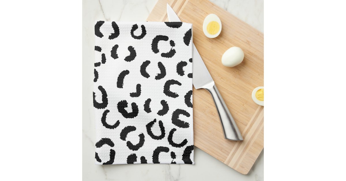 Black and White Leopard Print Pattern. Kitchen Towel Zazzle