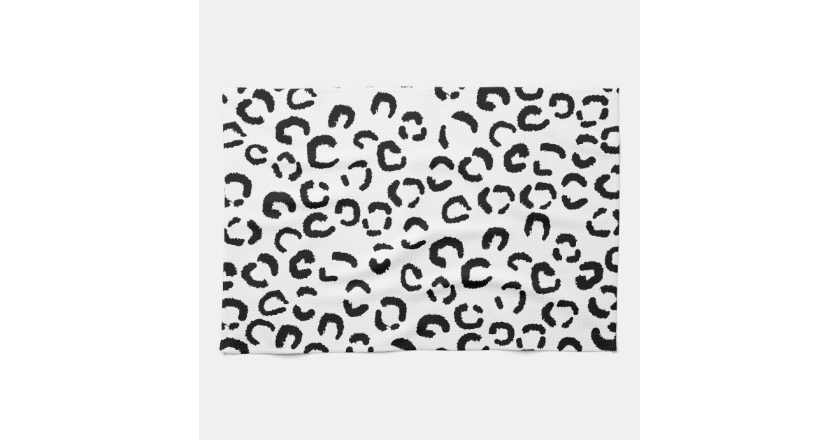 Black and White Leopard Print Pattern. Kitchen Towel Zazzle