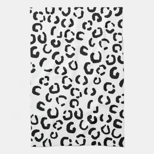Black and White Leopard Print Pattern. Kitchen Towel