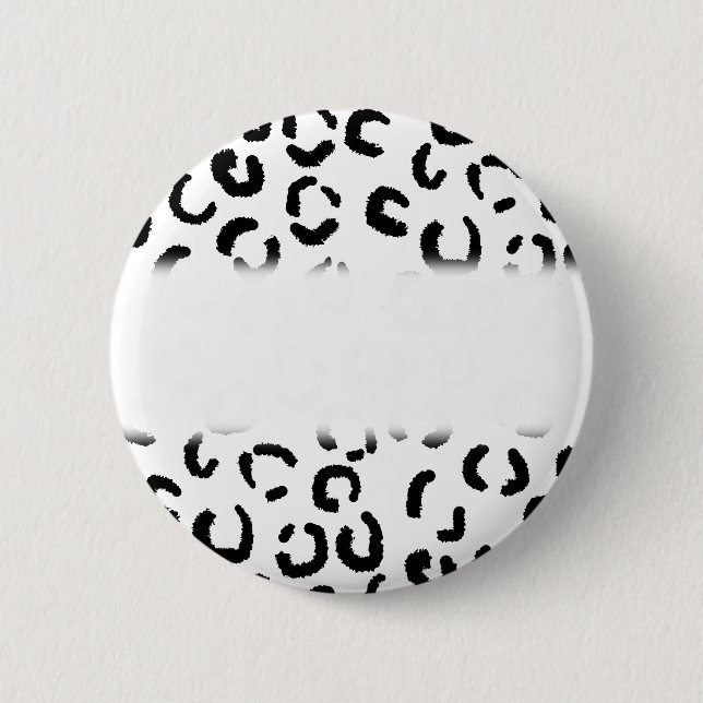 Black and White Leopard Print Pattern. Pinback Button (Front)