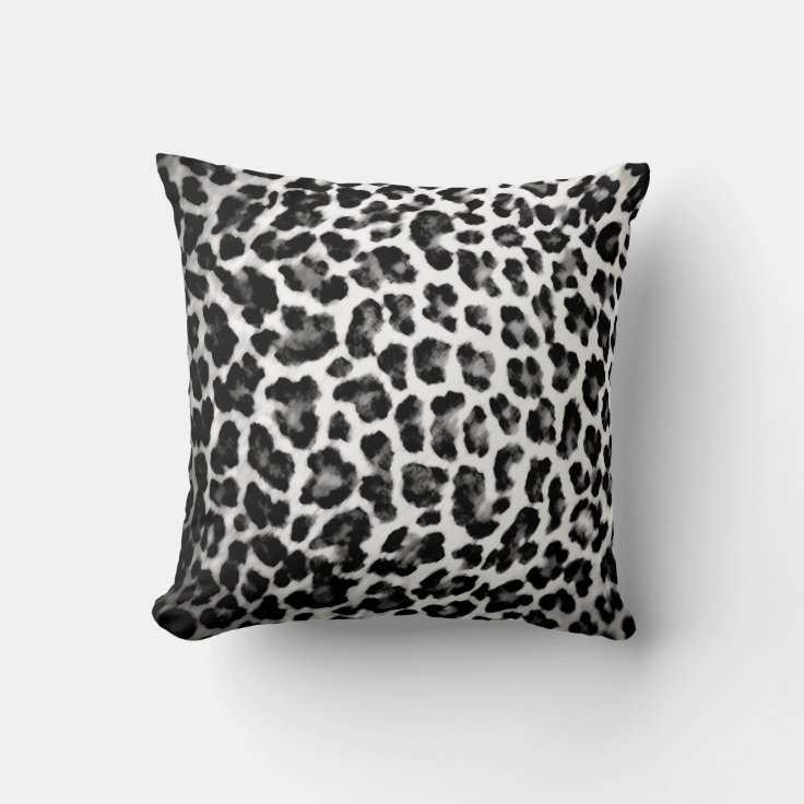 Black and White Leopard Print Pillow Zazzle